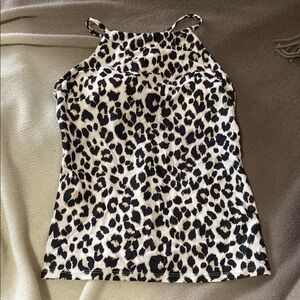 Old Navy Black and Cream Leopard Print Bikini Top